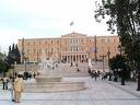 Syntagma square and Parliament in Athens Greece.