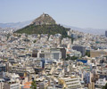 Lycabettus hill in Athens. Mount Lycabettus is the highest point in the city of Athens, at about 280 meters above sea level.
