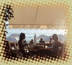 sea view of Platia Bar ouzeri and restaurant in Agia Anna Naxos :: Naxos restaurant